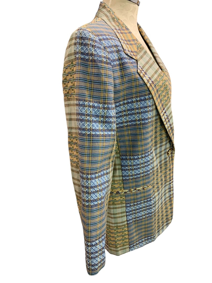 Size 8P Hunt Club Petite Vintage 1990s Womens Cotton Blazer Plaid