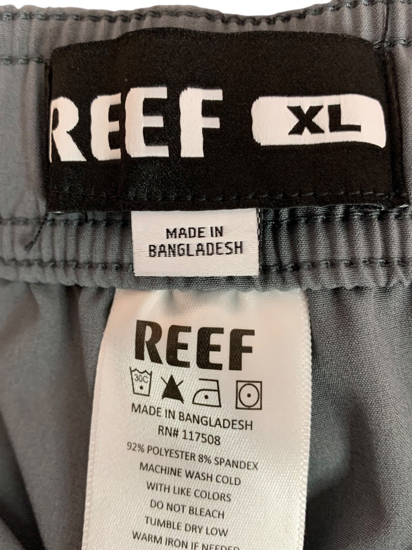 XL Reef Mens New Jackson Elastic Waist Shorts Gray Quiet Shade