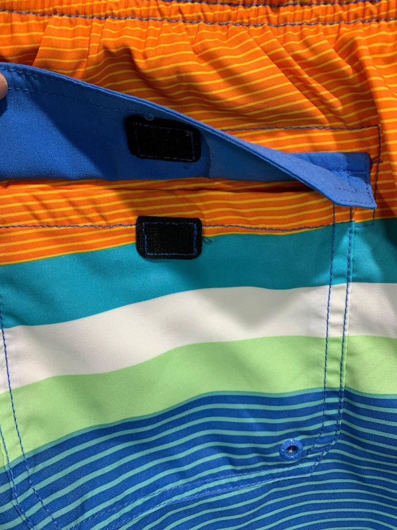 XXL Speedo Mens New Swim Trunks Lined Spicy Orange Striped