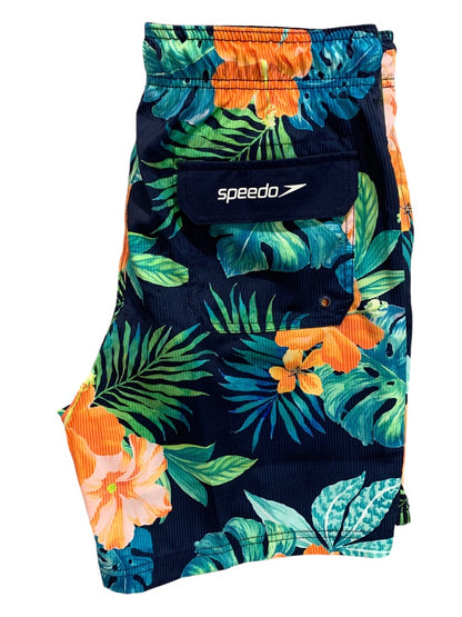 Large Speedo Mens New Swim Trunks Tropical Print UPF 50+ 4 Way Stretch