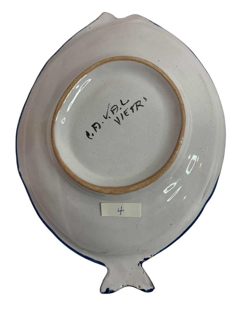 Vietri Fish Fish Blue 10 Inch Oval Dish Italy Pottery D 1990s