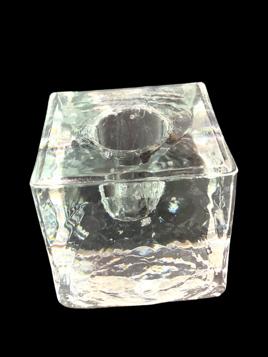 Art Glass Vintage Cube Candle Holder Taper 2 Inches