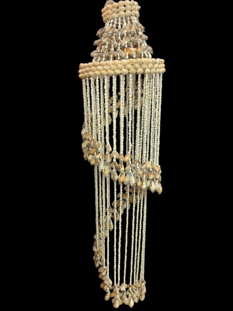 Vintage 48 Inch Seashell Windchime Chandelier Spiral Boho Coastal Chic