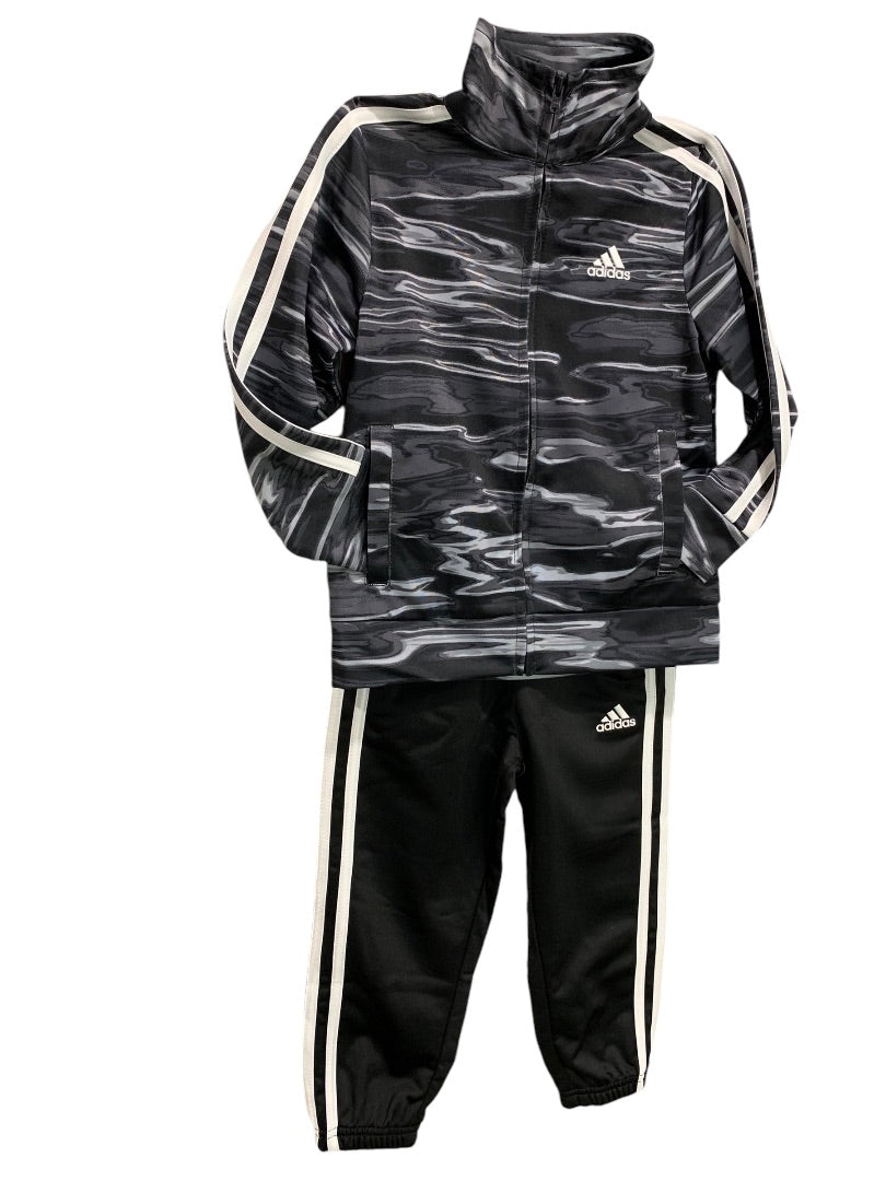 3T Adidas Boys New 2 Piece Track Outfit Set Black Gray AG6511C