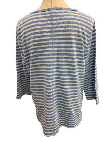 XL T by Talbots Womens Striped Cornflower Blue White Pullover Casual Sweater