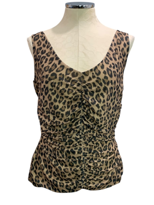 XL Teez-Her Womens Animal Print Ruched V-Neck Tank Top Shirt