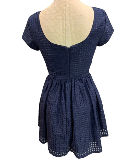 Small Forever 21 Navy Blue Fit and Flare Dress Checked Adorable