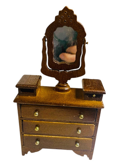 Hello Dolly Miniature Dollhouse Empire Style Dresser Mirror 1:12 Scale Wooden