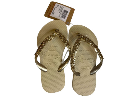 Size 9C Havaianas Girls New Flip Flops Sandals Sand Grey Sparkles