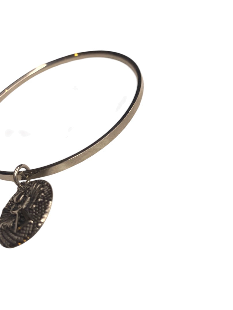 Silvertone Bangle Bracelet 2.6 Inch Angel Charm