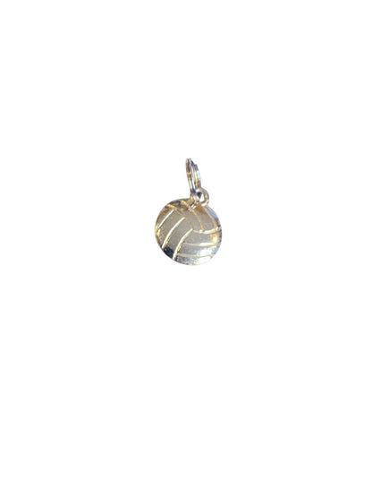 Sparkly Silvertone Volleyball Charm Pendant Jump Ring .75 Inches