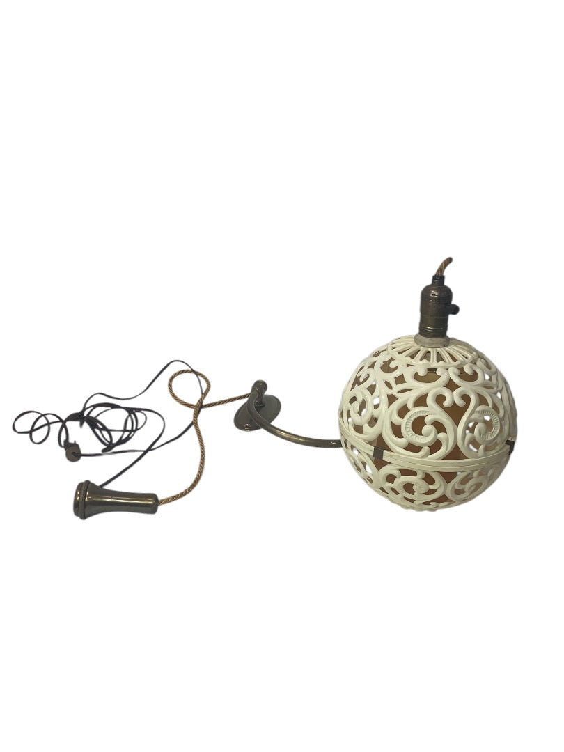 Hard Plastic MidCentury Light Fixture Hanging Plug in Working