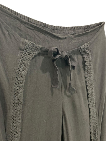 XL Vanilla Sky Womens Boho Black Pants Split Leg Lightweight Pull On