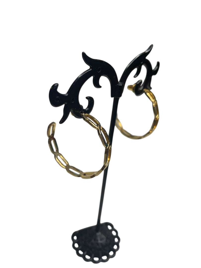 Goldtone Hoop Earrings Post Pierced 1.1 Inch Diameter