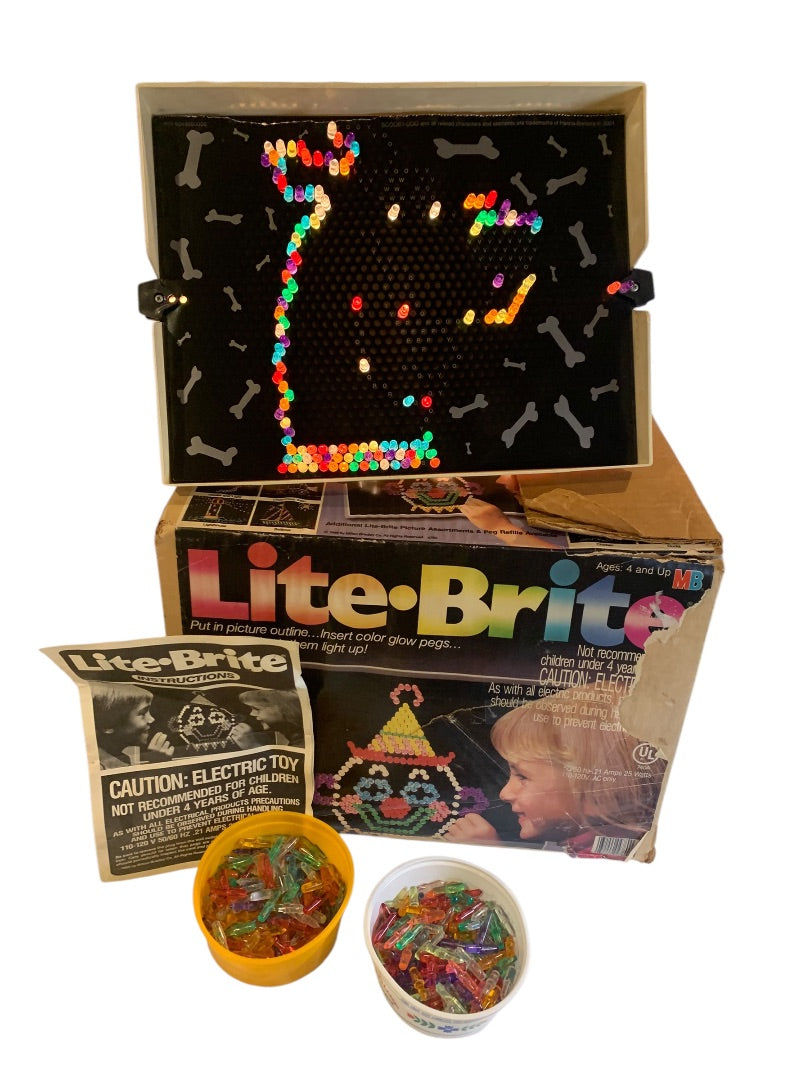 1986 Original Lite Bright Milton Bradley Working Pegs Instructions Box