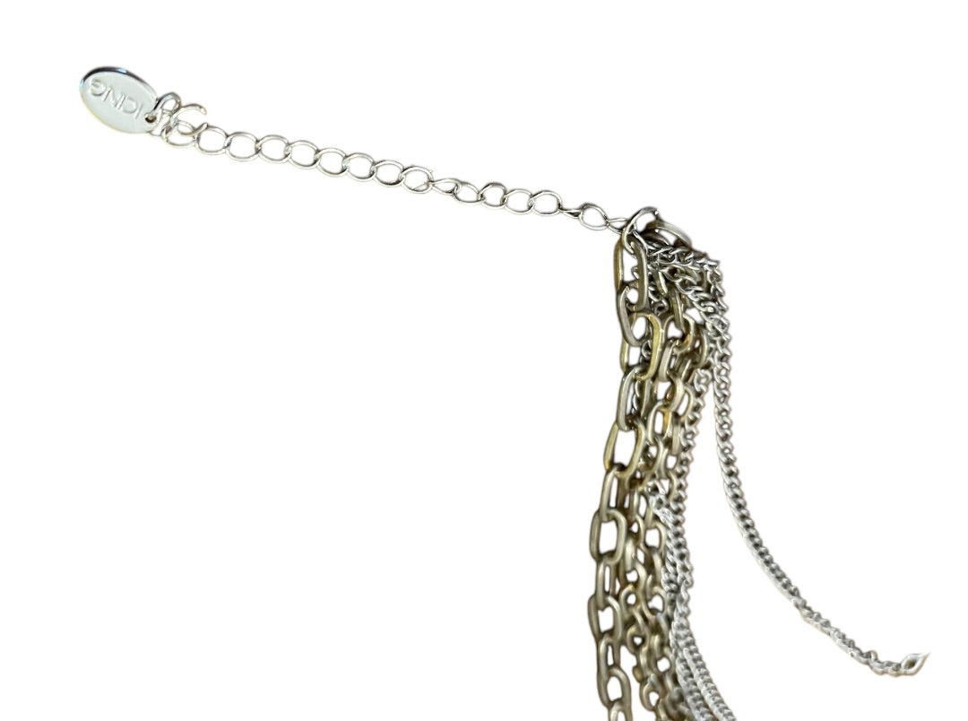 Icing MultiStrand Layered Chain Link Silvertone Goldtone Adjustable Necklace 15"