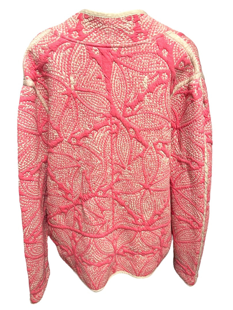 2X Nic+Zoe Jet Set Knit Jacket Pink Womens New Textured