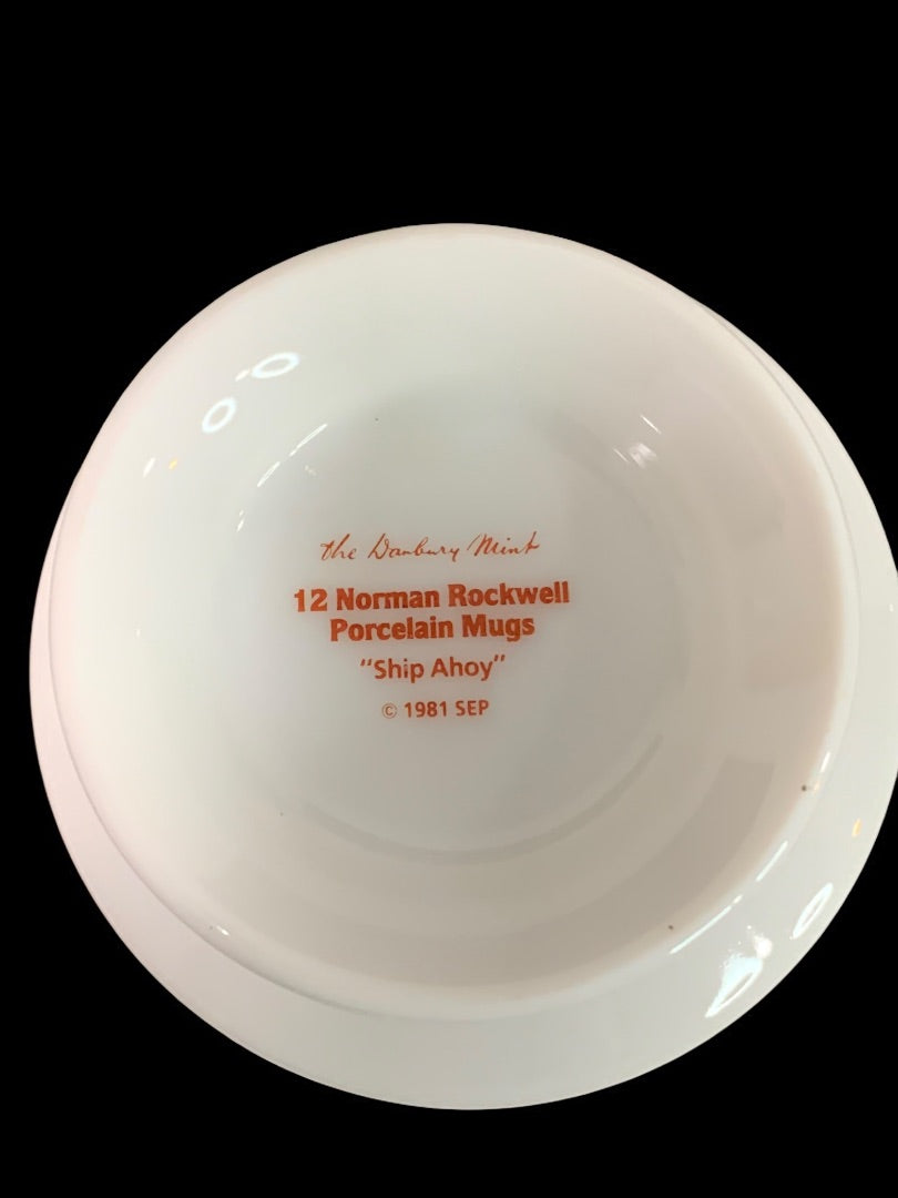 1981 Norman Rockwell Porcelain Pedestal Mug "Ship Ahoy" The Danbury Mint