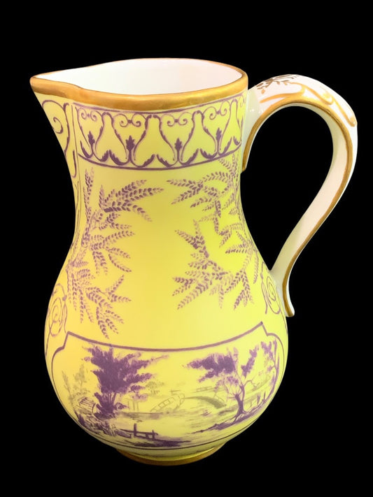 1980s Frankin Mint Fine Porcelain Creamer Collection Yellow Purple Gold 5 Inch