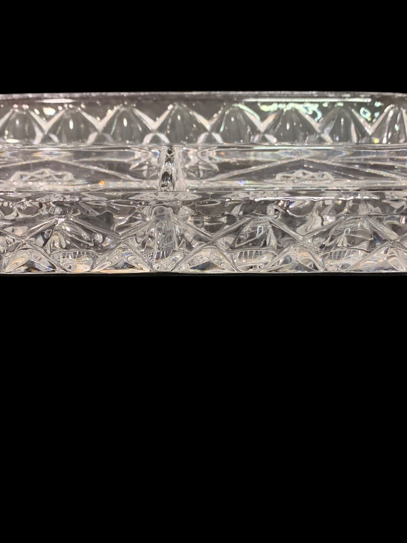 Vintage Pressed Glass Heavy Relish Try Divided Dish 13 x 7 Inches