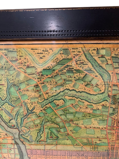 Reproduction 1802 Framed Map of Philadelphia Wooden Frame 34.5 x 26.5 Inches