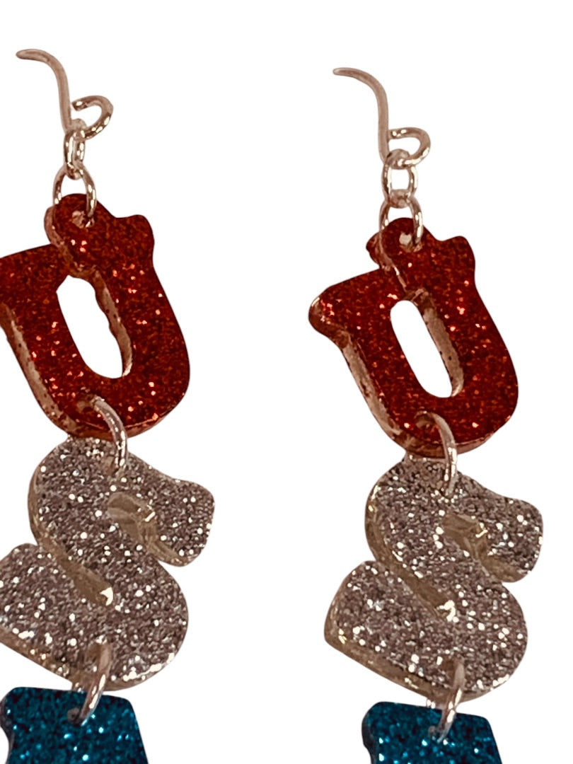 Claires New Pierced Hook Earrings Sparkly USA 2.5 Inch Drop