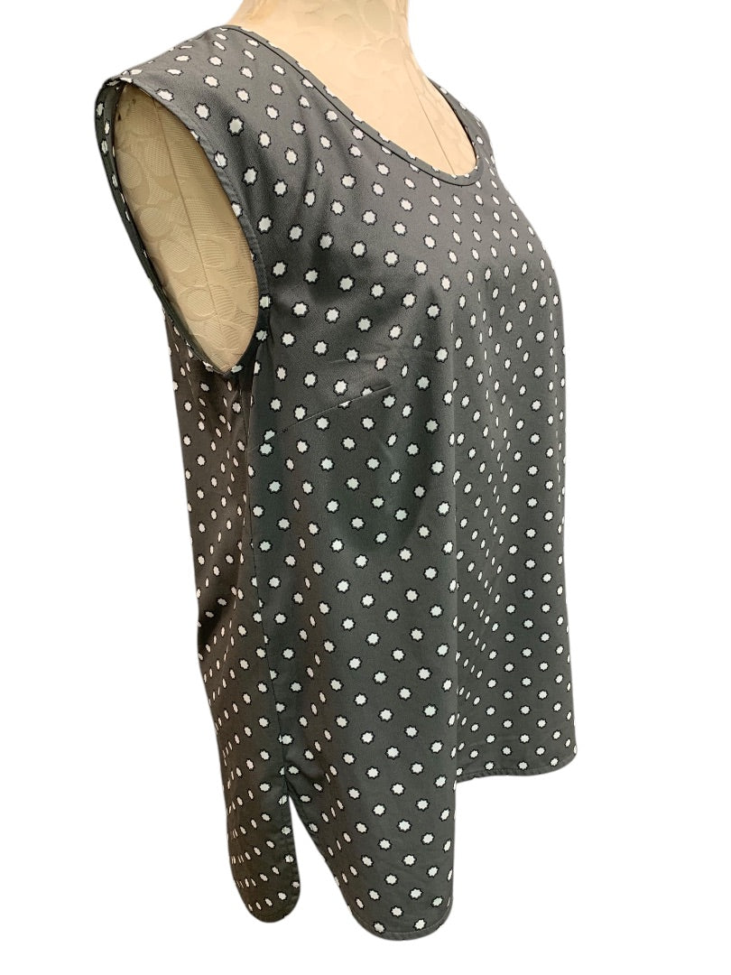 Medium Merona Gray Dot Star Patterned Sleeveless Shirt Blouse