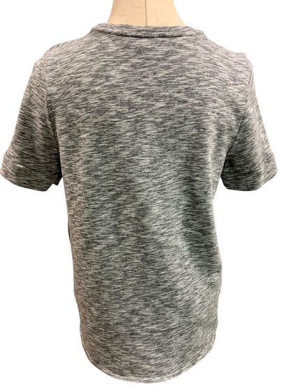 Large Petite Ann Taylor Loft Embellished Terry Short Sleeve Shirt Gray