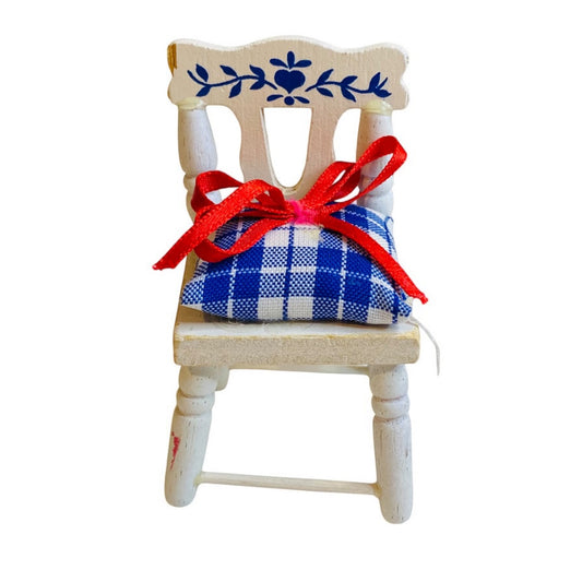 1980s Miniature Dollhouse Painted Wooden Side Chair Dining Country Kitchen