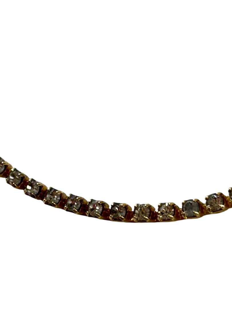 Goldtone Necklace Rhinestone 16 Inch Bar Foldover Clasp