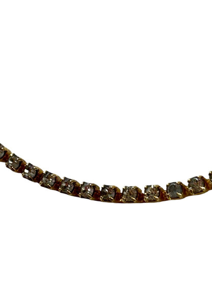 Goldtone Necklace Rhinestone 16 Inch Bar Foldover Clasp