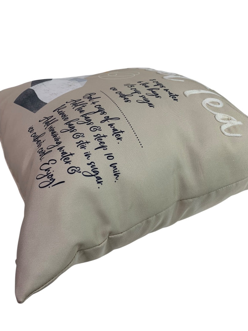 Southern Sweet Tea Throw Pillow Indoor Outdoor 18 Inch Square
