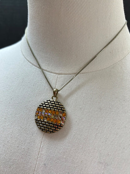 Muted Goldtone Pendant Necklace Box Chain 15 and 2.5 Inch Extender