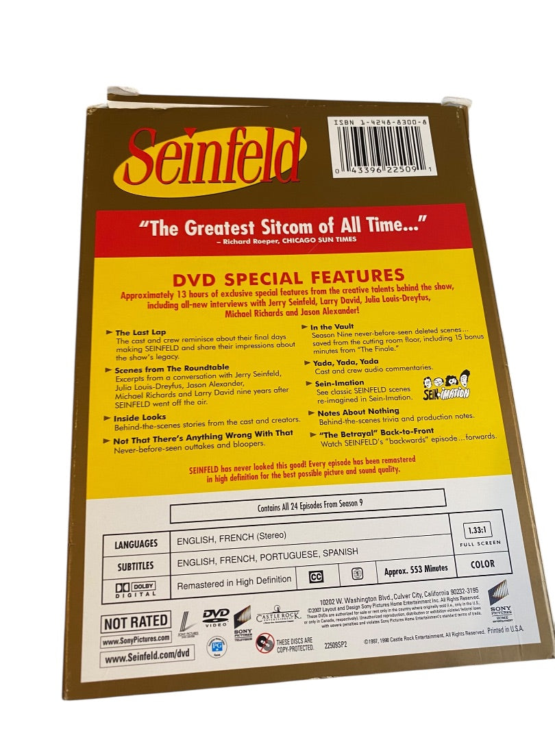 Seinfeld Season 9 Complete DVD Set 4 Discs Good Condition