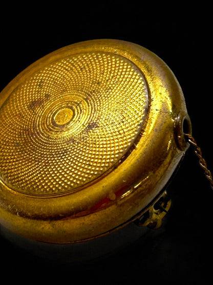 Vintage Estate Jewelry Goldtone Brass Retractable Chain Watch Fob Clip