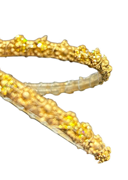 Lightweight Goldtone Small Bangle Bracelets Set of 2 Glitter 2.25" Inside Diameter