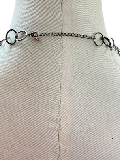 Silvertone Open Circle Necklace Twisted Design 17-19 Inch