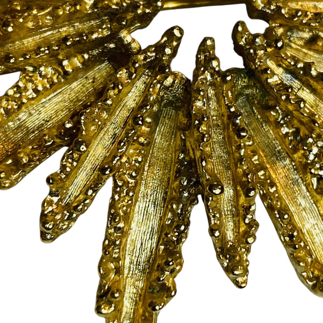 Signed Avon Vintage Textured Flower Brooch Pin 2.4 Inch Diameter