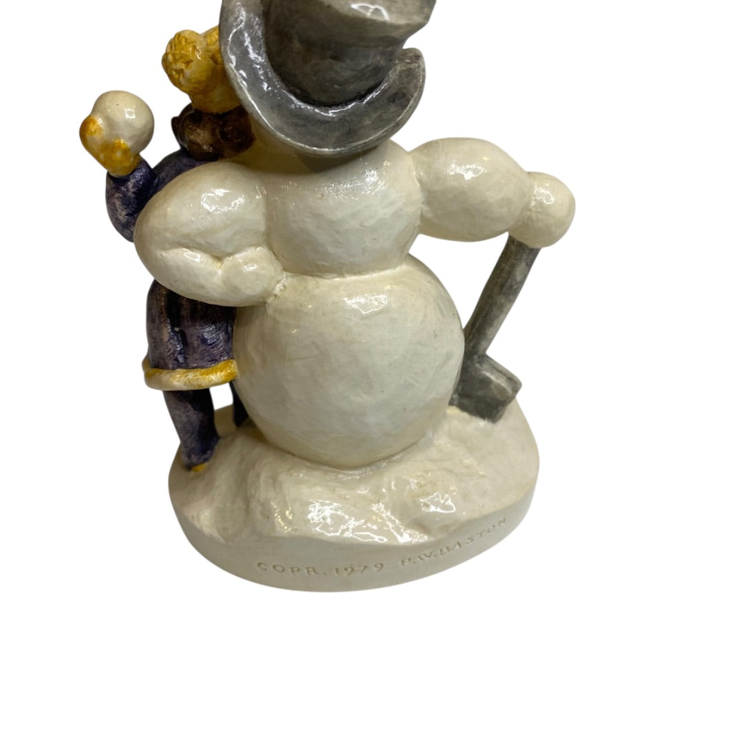 Sebastian Miniatures Snow Day Girl Snowman Figurine Signed Numbered Vintage