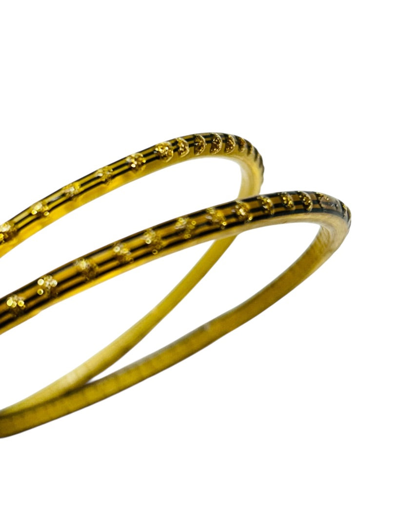 Acrylic Goldtone Bangles Set of 2 2.25 Inch Inside Diameter