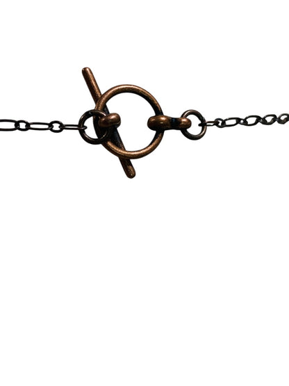 Polished Stone Pendant Necklace Copper Color 23 Inch Toggle Clasp