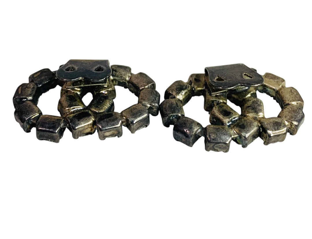 Vintage Pair Shoe Clips Rhinestone Silvertone Adjoining Circles .75 x 1 Inch