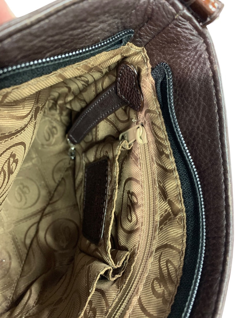 Brighton Cher Front Wallet Organizer Patent Leather Brown Crossbody Bag