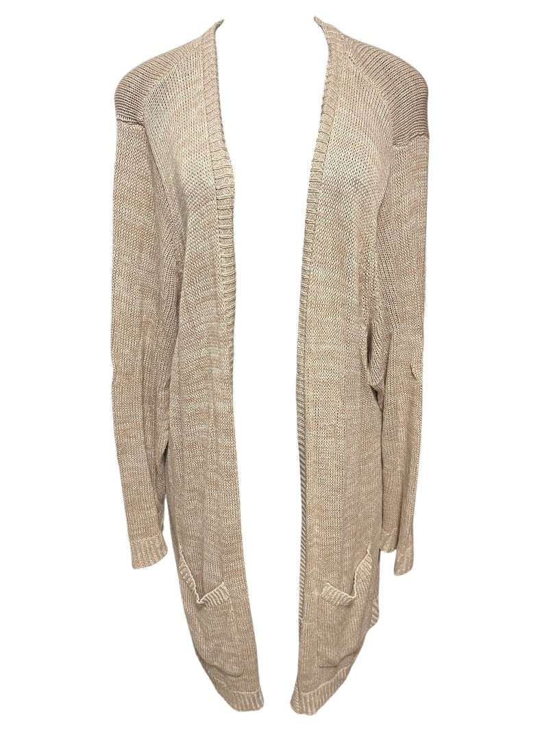3X Torrid Open Long Sleeve Cardigan Womens Sweater Tan Marled Knit