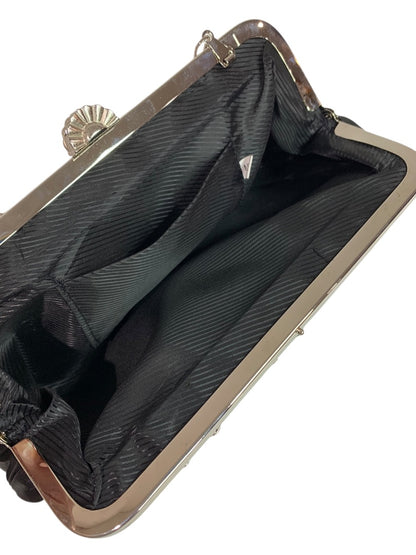 Black Satin Silvertone Hardware Evening Clutch Bag Shoulder Strap Chain