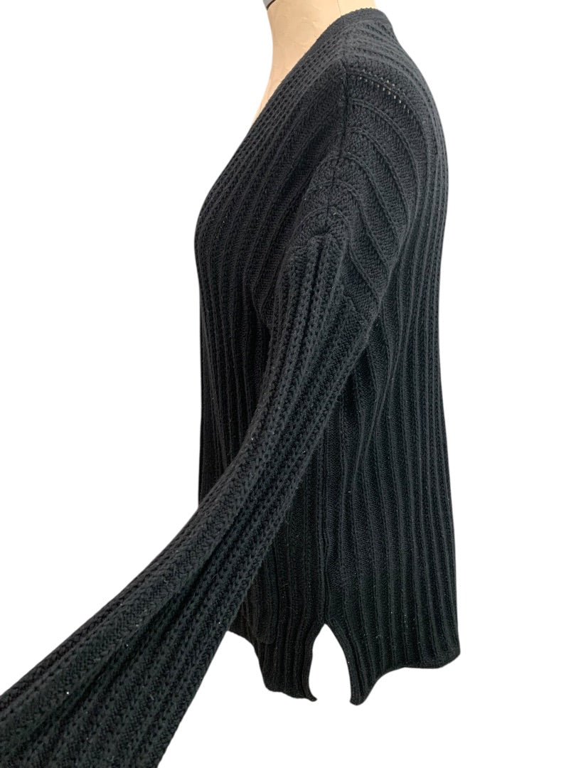 XS American Eagle Womens Black Ribbed Open Cardigan Sweater