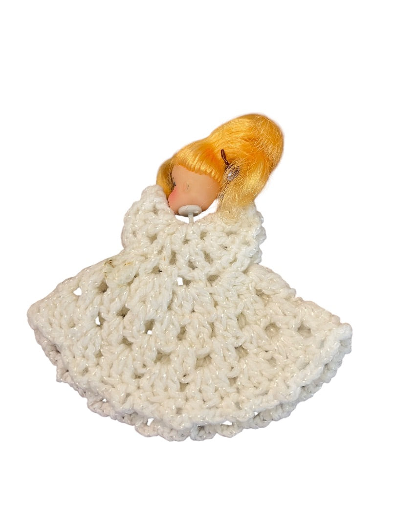 9 Crochet Angel Dresses with 5 Doll Heads Christmas Ornament 3 1/2" x 4 1/2"