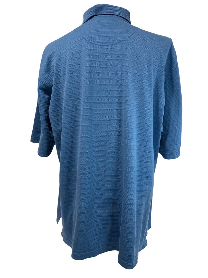 XL Ben Hogan Mens Golf Polo Shirt Blue Texture Stripe Short Sleeve