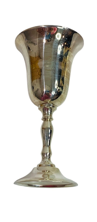 Set of 6 Silverplated Mini Goblets Cordial Glasses Stemmed 3.75"