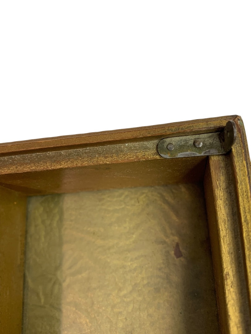 Antique Wooden Dresser Box Mirrored Lid Le Boudoir 9.5" x 7.5"